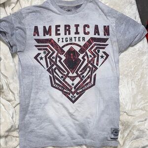 American Fighter Gray and Red Short Sleeve Tee